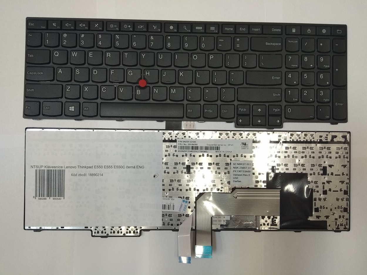 NTSUP Klávesnice Lenovo Thinkpad E550 E555 E550C černá ENG