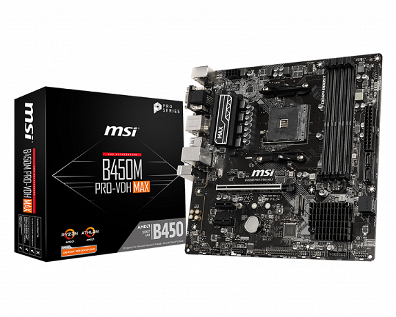 MSI MB Sc AM4 B450M PRO-VDH MAX, AMD B450, 4xDDR4, VGA, mATX