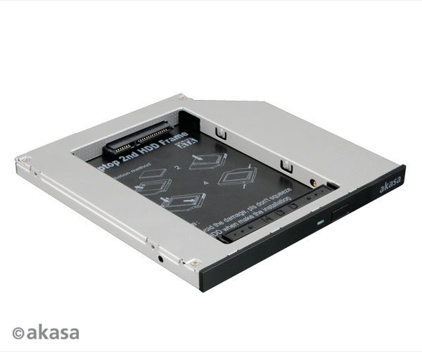 AKASA HDD box  N.Stor S9, 2.5" SATA HDD/SSD do pozice pro optickou mechaniku SATA (výška HDD do 9,5mm)