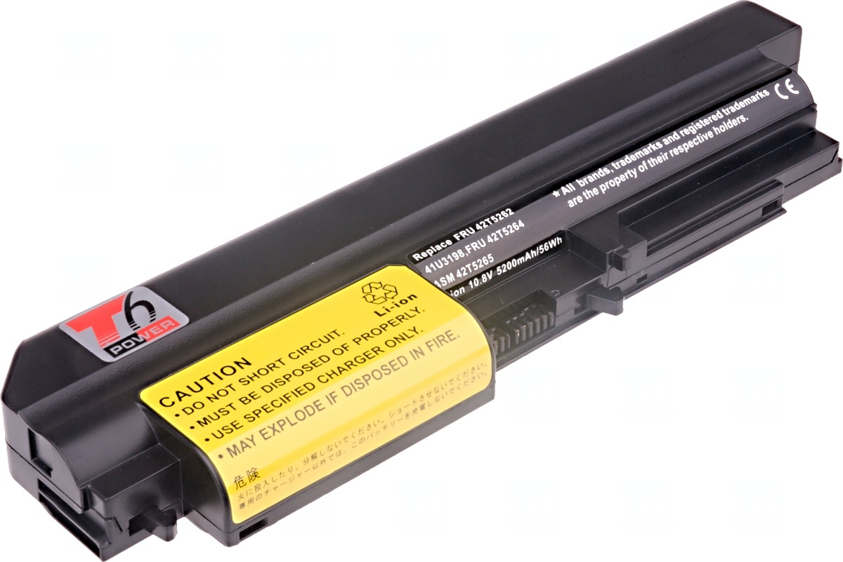 Baterie T6 power IBM ThinkPad T61 14,1 wide, R61 14,1 wide, R400, T400, 6cell, 5200mAh