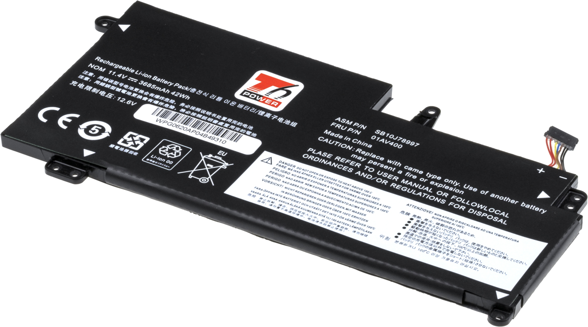 Baterie T6 Power Lenovo ThinkPad 13 20GJ/20GK, 20GL/20GM serie, 3730mAh, 42Wh, 3cell, Li-Pol