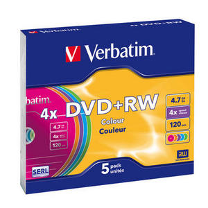 VERBATIM DVD+RW(5-Pack)Slim/Colour//4x/DLP/4.7GB