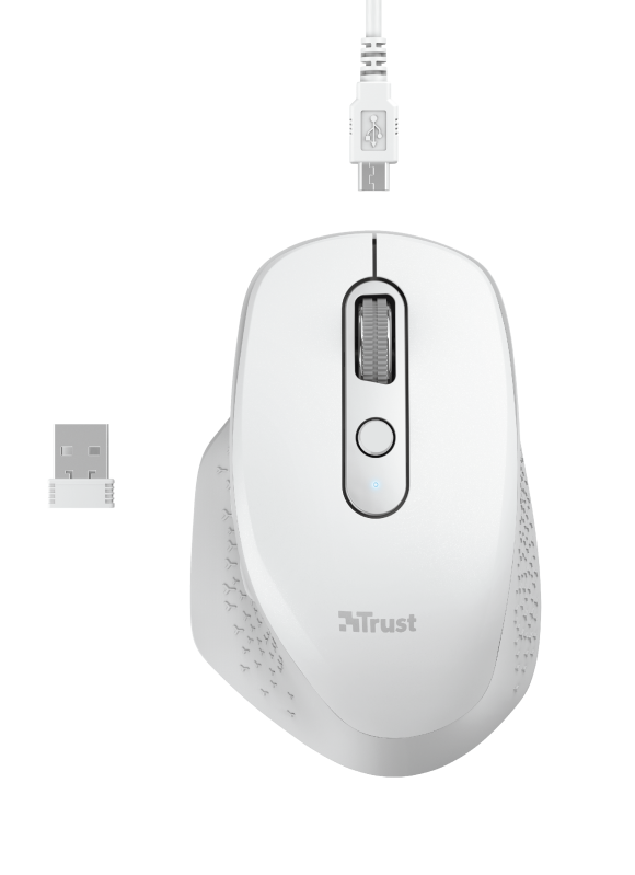 TRUST bezdrátová Myš Ozaa Rechargeable Wireless Mouse - white