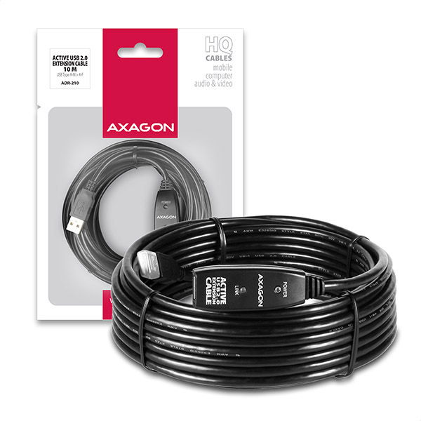 AXAGON ADR-210, USB 2.0 A-M -&gt; A-F aktivní prodlužovací / repeater kabel, 10m