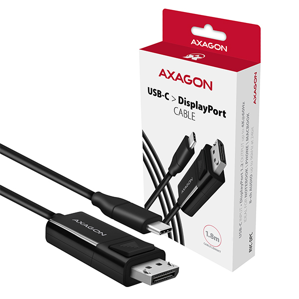 AXAGON RVC-DPC, USB-C -&gt; DisplayPort redukce / kabel 1.8m, 4K/60Hz