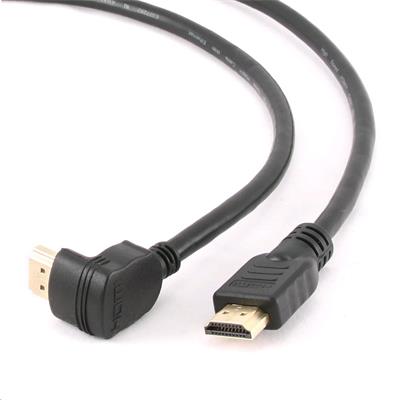 GEMBIRD Kabel HDMI - HDMI 4.5m, 90° konektor (v1.4, M/M, zlacené kontakty, stíněný)