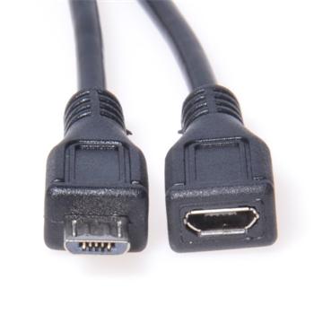 PremiumCord Kabel prodlužovací micro USB 2.0 M-F, černý 2m