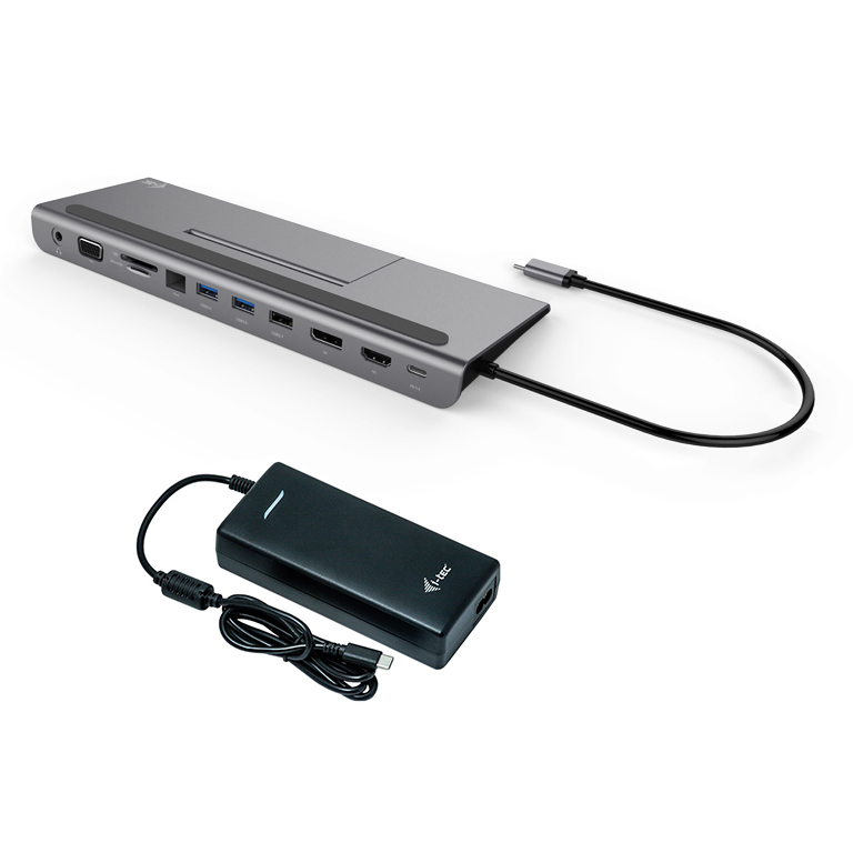 i-tec USB-C Metal Low Profile 4K Triple LCD Docking Station + i-tec Universal Charger 112W