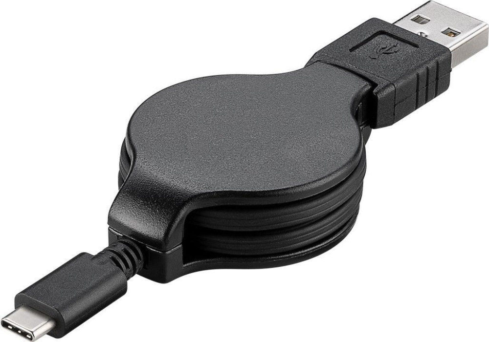 PremiumCord Kabel USB 3.1 C/M - USB 2.0 A/M, charging a sync navíjecí kabel 1m