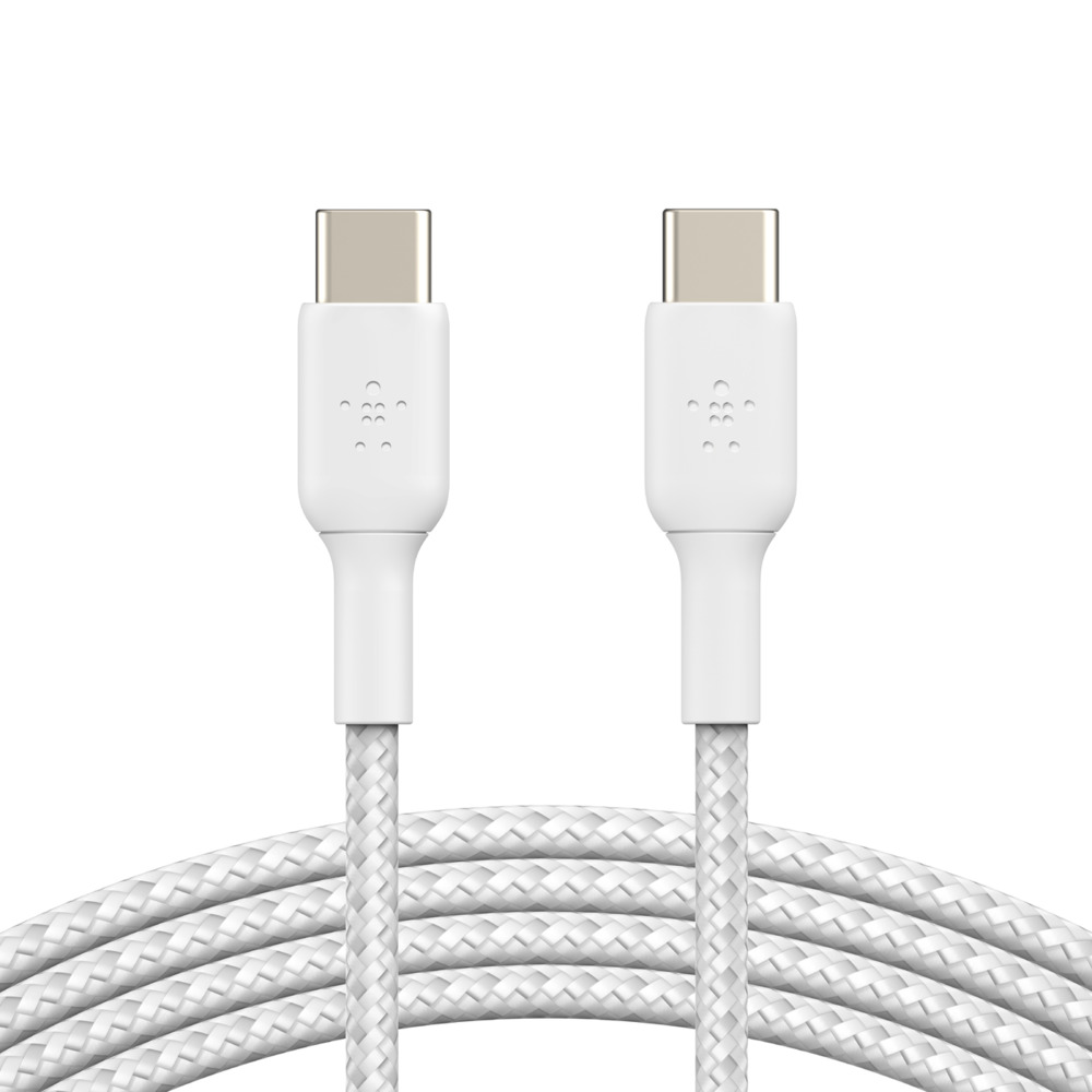 BELKIN kabel oplétaný USB-C - USB-C, 1m, bílý