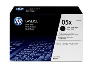 HP 05X Black 2-pack LJ Toner Cart, CE505XD (6,500 / 6,500 pages)