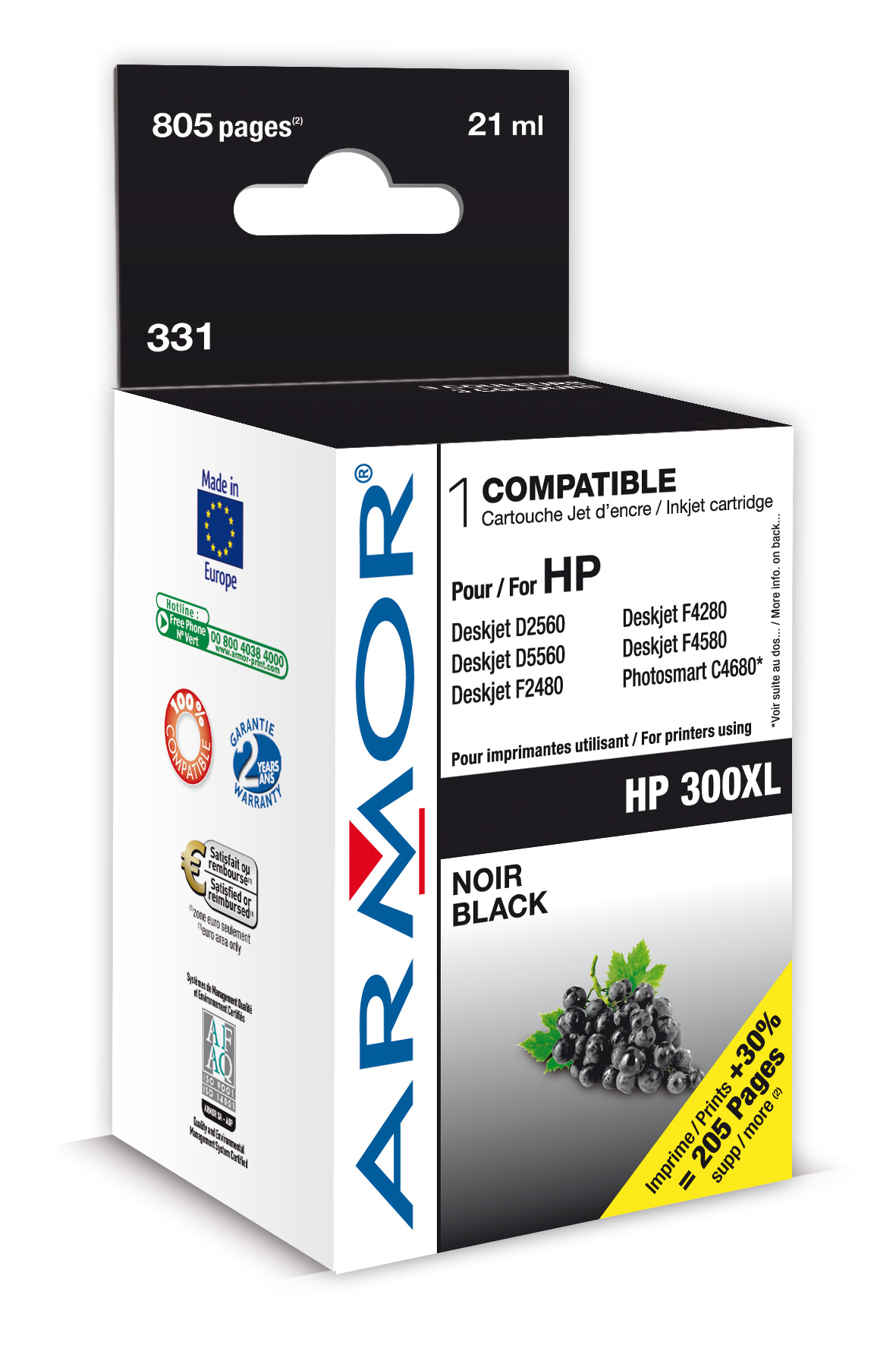 WECARE ARMOR ink kompatibilní s HP DJ D2560, CC641EE, 21ml, černá/black