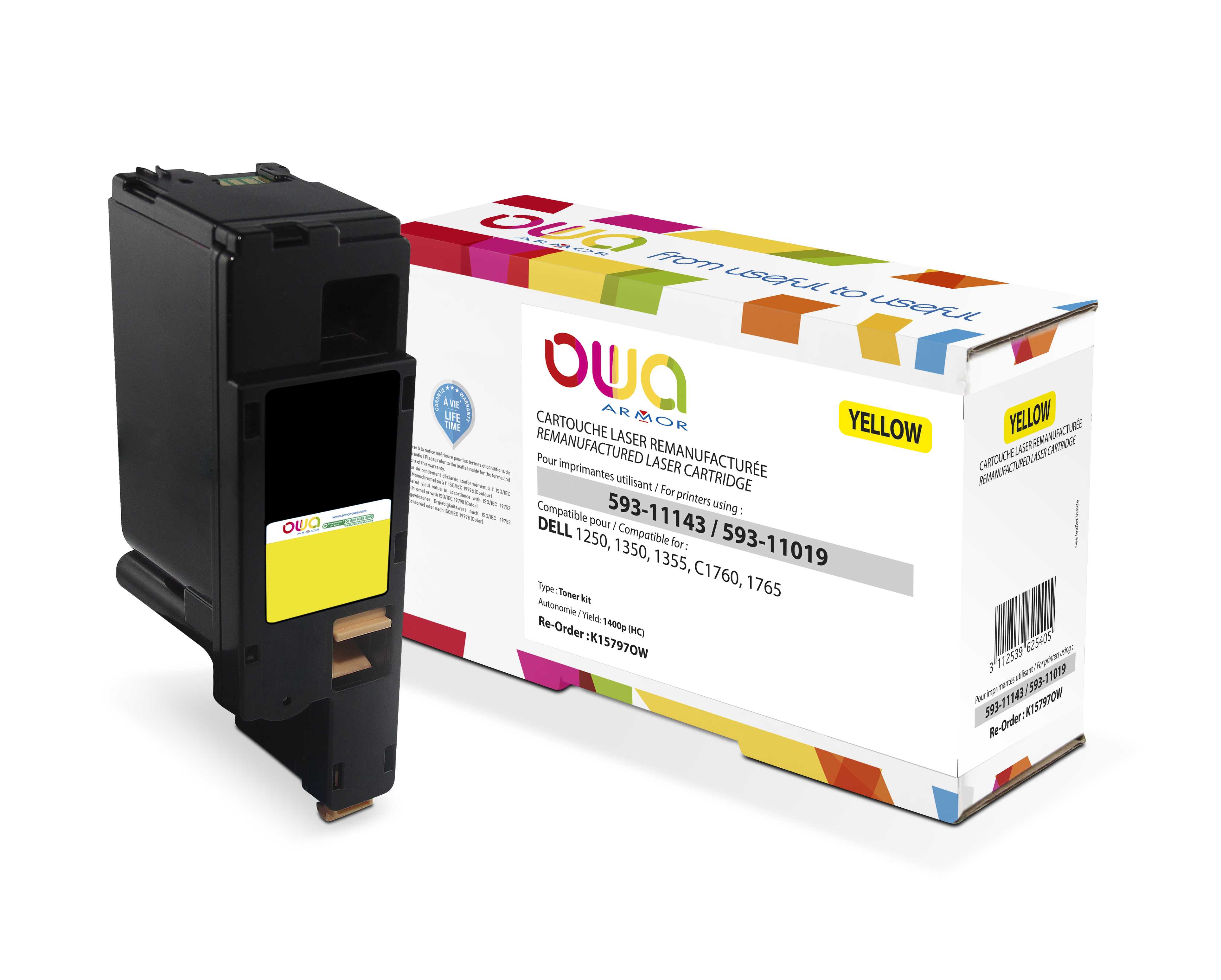 OWA Armor toner kompatibilní s Dell 593-11143, 1400st, žlutá/yellow