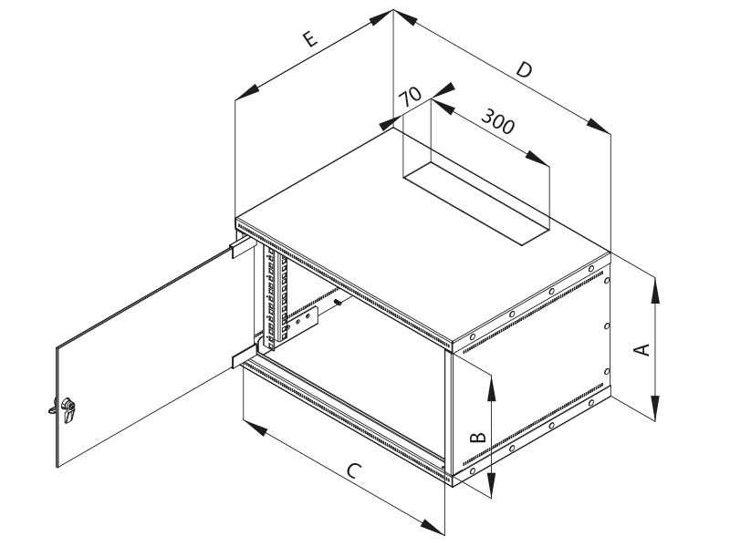 19"rozvaděč jednodíl.4U/400mm FLAT-PACK plech.dv.