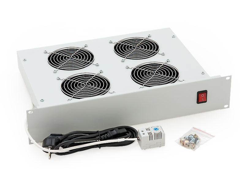 19" horiz.vent.j.4xVent.-220V/92W termost.2U šedá