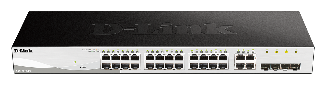 D-Link DGS-1210-28 L2/L3 Smart+ switch, 24x GbE, 4x RJ45/SFP, fanless