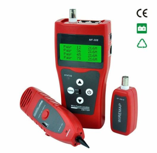 W-star Tester kabelů RJ45 WSNF308S UTP RJ11, BNC, USB detektor kabelů, diagnostika, LCD