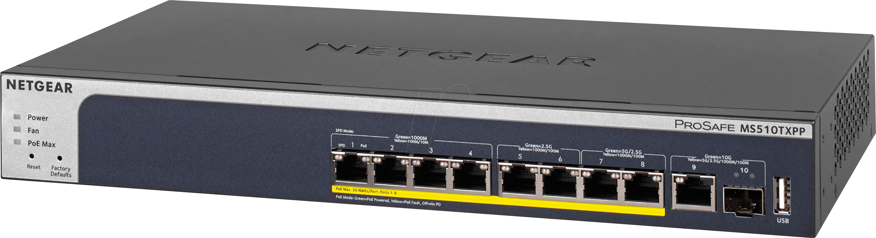 NETGEAR 8-Port PoE+ Multi-Gigabit Smart Managed Pro Switch with 10G Copper/Fiber Uplinks, MS510TXPP