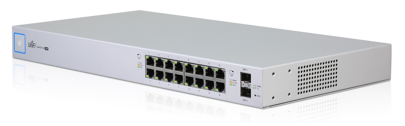 UBNT UniFi Switch US-16-150W [16xGigabit, 150W PoE+ 802.3at/af, pasivní PoE 24V, 2xSFP slot, non-blocking 18Gbps]