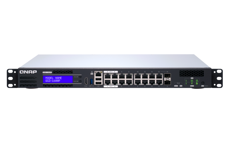 QNAP switch QGD-1600P-8G (4x 60W Gigabit PoE + 12x 30W Gigabit PoE (2x kombinovaný PoE/SFP))