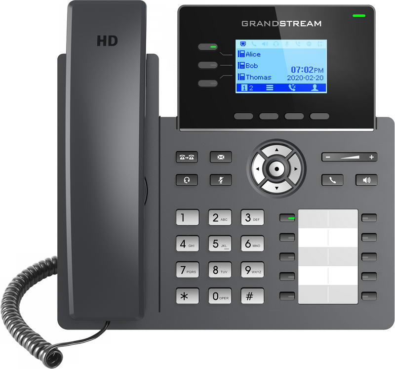 Grandstream GRP2604P SIP telefon, 2,48" LCD podsv. displej, 6 SIP účty,10BLF tl., 2x1Gbit porty, PoE