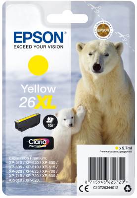 Epson Singlepack Yellow 26XL Claria Premium Ink