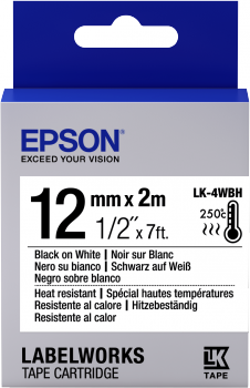 Epson Label Cartridge Heat Resistant LK-4WBH Black/White 12mm (2m)