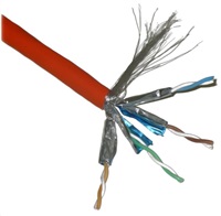 FTP TWIN kabel PlanetElite, Cat6A, drát, 4pár LS0H, Dca, oranžový, 100m
