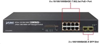 Planet GS-4210-8P2S PoE+ switch 8x 10/100/1000Base-T, 2x SFP, 802.3at do 120W, VLAN, SNMP/WEB