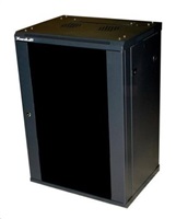 XtendLan 19" nástěnný rozvaděč 15U 600x450, nosnost 60 kg, skleněné kouřové dveře, rozložený, černý