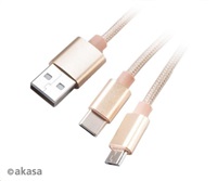 AKASA - 2 v 1 - USB 2.0 typ A na typ C a typ B