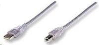 MANHATTAN Kabel USB 2.0 A-B propojovací 1,8m (stříbrný)