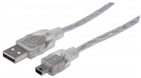 MANHATTAN Kabel USB 2.0 A-mini B propojovací 1,8m (stříbrný)