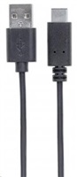 MANHATTAN Kabel USB 2.0 C, C Male / A Male, 1m, černý