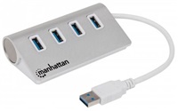 MANHATTAN USB 3.0 Hub, 4 Ports, Bus Power, Aluminum Housing