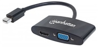 MANHATTAN 2-in-1 4K Mini DisplayPort Adapter, Mini DP Male to HDMI/VGA Female, Passive, Black