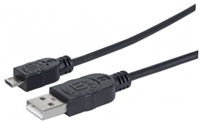MANHATTAN Kabel propojovací USB 2.0 A Male / Micro-B Male, 0.5m, černý