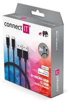 CONNECT IT Wirez Micro USB - USB, černý, 1 m (2 ks v balení)