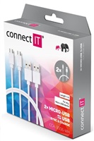 CONNECT IT Wirez Micro USB - USB, bílý, 1 m (2 ks v balení)