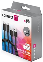 CONNECT IT Wirez USB-C (Type C) -&gt; USB-A, USB 3.1 Gen 1, černý, 1 m (2 ks v balení)
