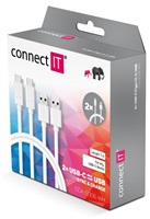 CONNECT IT Wirez USB-C (Type C) -&gt; USB-A, USB 3.1 Gen 1, bílý, 1 m (2 ks v balení)