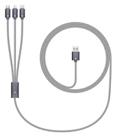 CONNECT IT Wirez 3in1 USB-C &amp; Micro USB &amp; Lightning, silver gray, 1,2 m