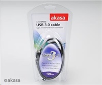 AKASA kabel USB, male A na micro B male USB 3.0, 100cm, černý