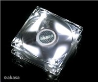 AKASA ventilátor Pearl White, 80 x 25mm, průhledný se 4 led, kluzné ložisko, tichý