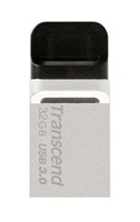 TRANSCEND Flash Disk 32GB JetFlash®880S, USB 3.0/micro USB (R:90/W:20 MB/s) stříbrná