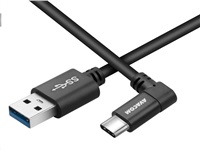 AVACOM datový a nabíjecí kabel USB - USB Type-C, 100cm, konektor v úhlu 90°, černý