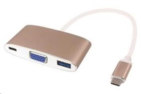 PREMIUMCORD Převodník USB3.1 na VGA + USB3.0 + PD