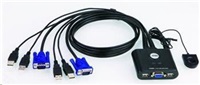 ATEN 2-port KVM USB mini, 1m kabely, DO