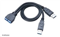 AKASA adaptér MB externí, na 2x USB 3.0, kabel, 30 cm