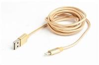 GEMBIRD Kabel USB 2.0 Lightning (IP5 a vyšší) nabíjecí a synchronizační kabel, opletený, 1,8m, zlatý, blister